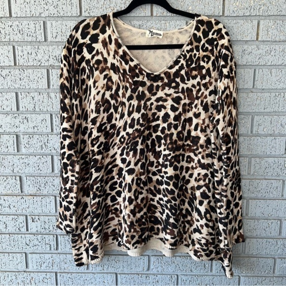 Show Me Your Mumu Cheetah Leopard Print Knit Overtop Sweater Shirt Size Small